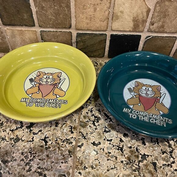 Vintagee My Compliments To The Chef Cat Dishes - Picture 16 of 16